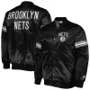 Men's Starter Black Brooklyn Nets Pick & Roll Satin Full-Snap Varsity Jacket -Philadelphia Eaglest shop 6163264