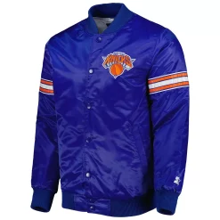 Men's Starter Blue New York Knicks Pick & Roll Satin Full-Snap Varsity Jacket -Philadelphia Eaglest shop 6163338 ALT2