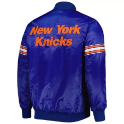 Men's Starter Blue New York Knicks Pick & Roll Satin Full-Snap Varsity Jacket -Philadelphia Eaglest shop 6163338 ALT3