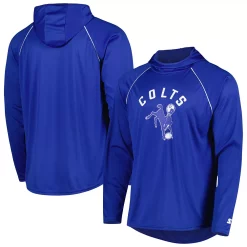 Men's Starter Royal Indianapolis Colts Vintage Logo Raglan Hoodie T-Shirt