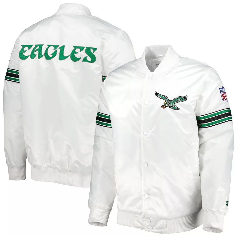 Men's Starter White Philadelphia Eagles The Power Forward Full-Snap Jacket 2 Men's Starter White Philadelphia Eagles The Power Forward Full-Snap Jacket