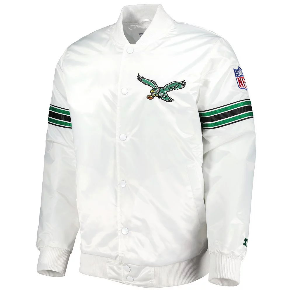 Men's Starter White Philadelphia Eagles The Power Forward Full-Snap Jacket 4 Men's Starter White Philadelphia Eagles The Power Forward Full-Snap Jacket - Image 3