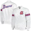 Men's Starter White Atlanta Bravess Power Forward Satin Full-Snap Varsity Jacket -Philadelphia Eaglest shop 6165518