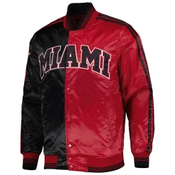 Men's Starter Black/Red Miami Heat Fast Break Satin Full-Snap Jacket -Philadelphia Eaglest shop 6218480 ALT2