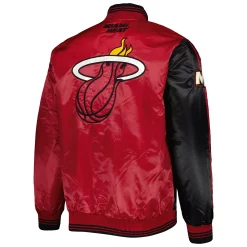 Men's Starter Black/Red Miami Heat Fast Break Satin Full-Snap Jacket -Philadelphia Eaglest shop 6218480 ALT3