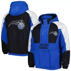 Men's Starter Royal Orlando Magic Body Check Raglan Hoodie Half-Zip Jacket
