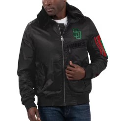 Men's Starter x Ty Hopkins Black San Diego Padres Black History Month Satin Full-Zip Jacket