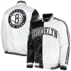Men's Starter Black/White Brooklyn Nets Fast Break Satin Full-Snap Jacket -Philadelphia Eaglest shop 6220018