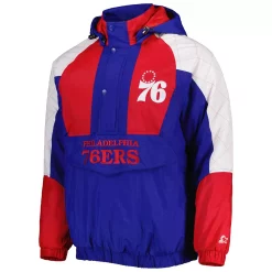 Men's Starter Royal Philadelphia 76ers Body Check Raglan Hoodie Half-Zip Jacket -Philadelphia Eaglest shop 6220472 ALT2